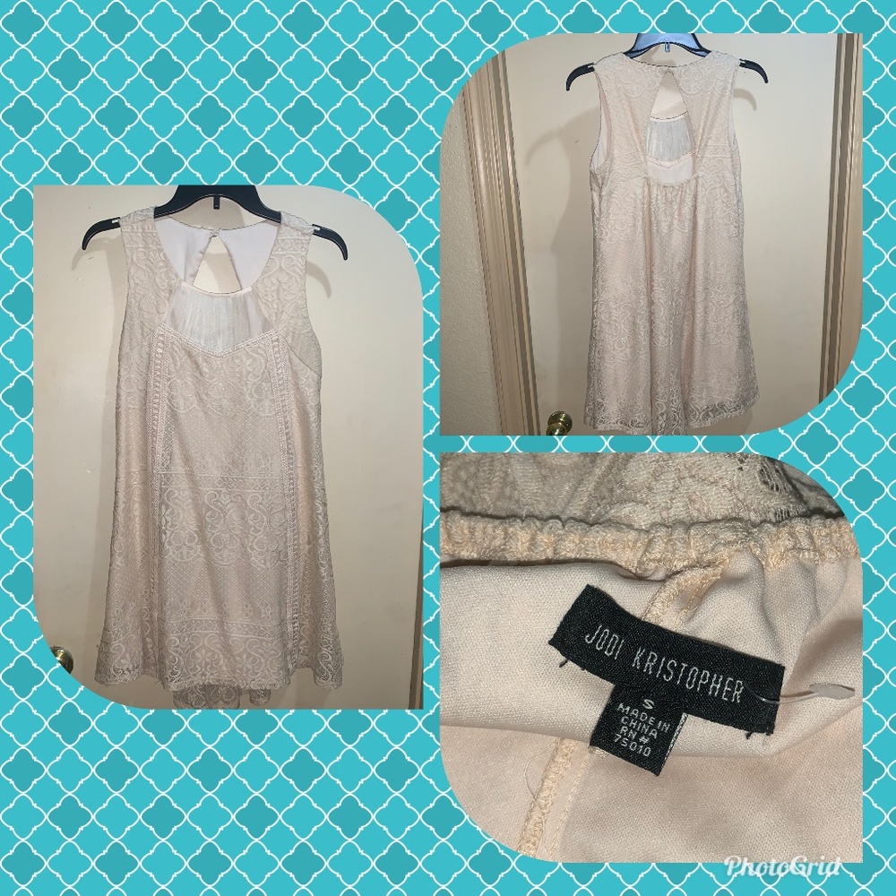 Jodi Kristopher Dress Lace sleeveless NUDE SZ S